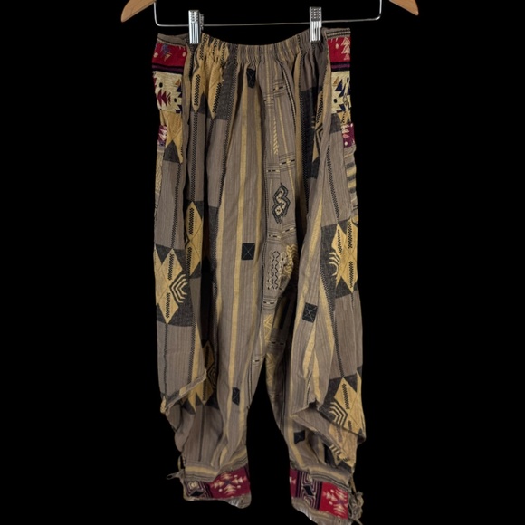 AMB Collection Woven Cotton Aztec Print Drawstring Waist Harem Pants Sz S/M - Picture 2 of 10